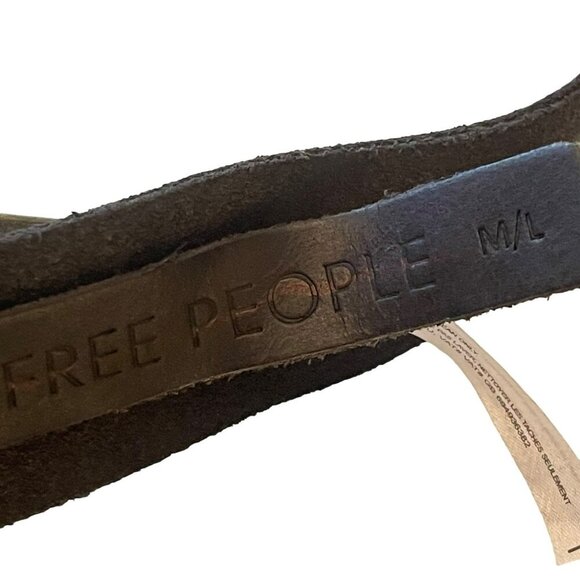 Free People Black Leather Oyster Bay Hip Belt NWT Sz M/L - Picture 6 of 6